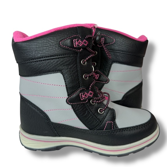 NWT Totes Girls Thermolite Beaver Black Pink Winter Snow Boots Size 1 Slip-On - Picture 5 of 15